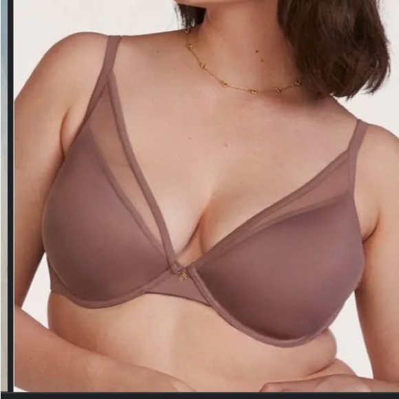 ThirdLove Mauve Pinkish Nylon Woman’s Bra With Mesh On Top Size 34E - Picture 1 of 16